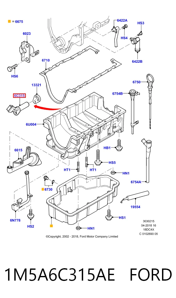 1M5A6C315AE Ford Sensor de posição (de revoluções) de cambota