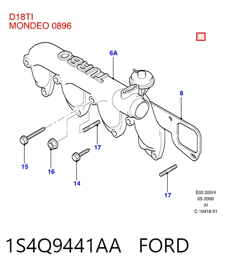  Vedante de tubo coletor de admissão Ford Fiesta COURIER сaixa (J5S, J3S) (1996 - 2002) COURIER