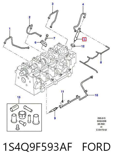 1S4Q9F593AF Ford Injetor de injeção de combustível