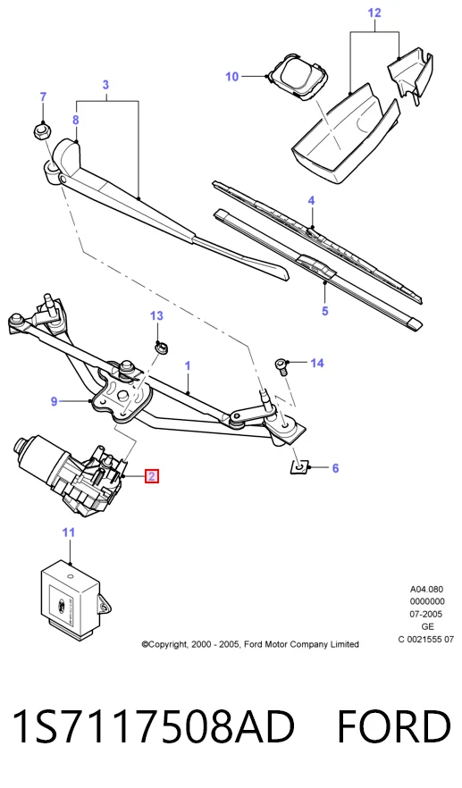 Motor de limpador pára-brisas do pára-brisas Ford Mondeo III B4Y