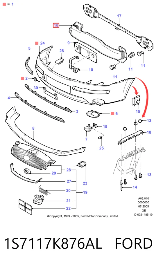 Compre Reforçador do pára-choque dianteiro Ford Mondeo 3