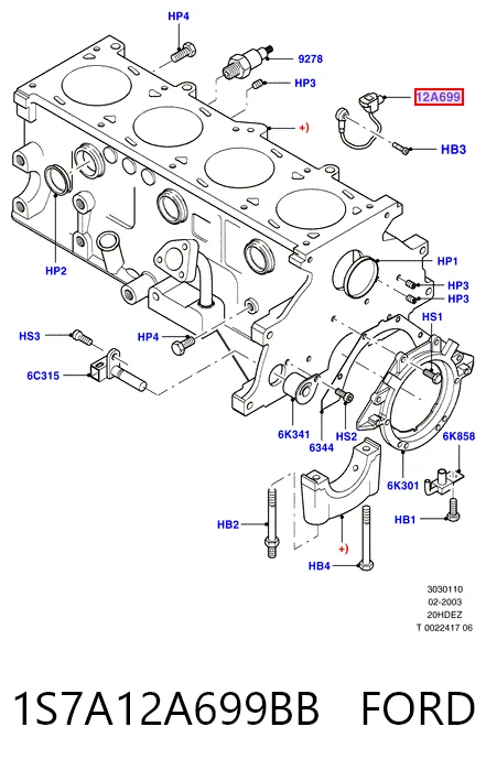 1S7A12A699BB Ford Sensor de detonação