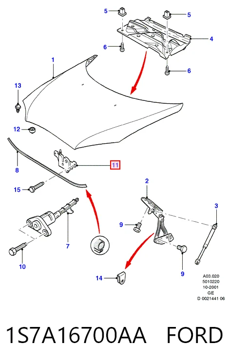 Fecho da capota para Ford Mondeo III B4Y