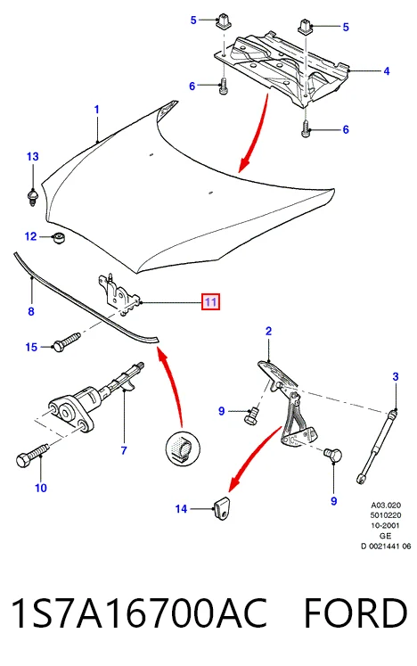  Fecho da capota Ford Mondeo III sedan (B4Y) (2000 - 2007) III