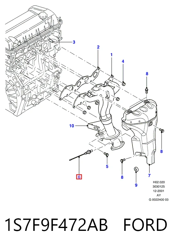1S7F9F472AB Ford Sonda lambda, sensor de oxigênio até o catalisador