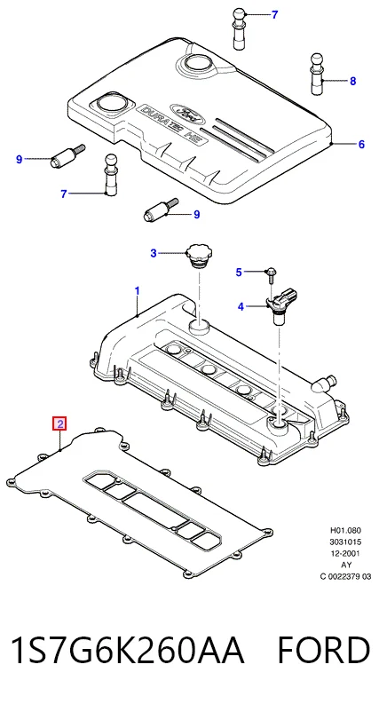 1S7G6K260AA Ford Vedante da tampa de válvulas de motor, kit