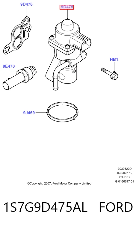 1S7G9D475AL Ford Válvula EGR de recirculação dos gases