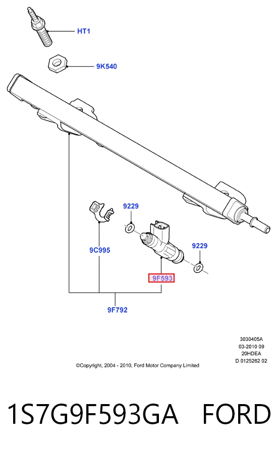 1S7G9F593GA Ford Injetor de injeção de combustível
