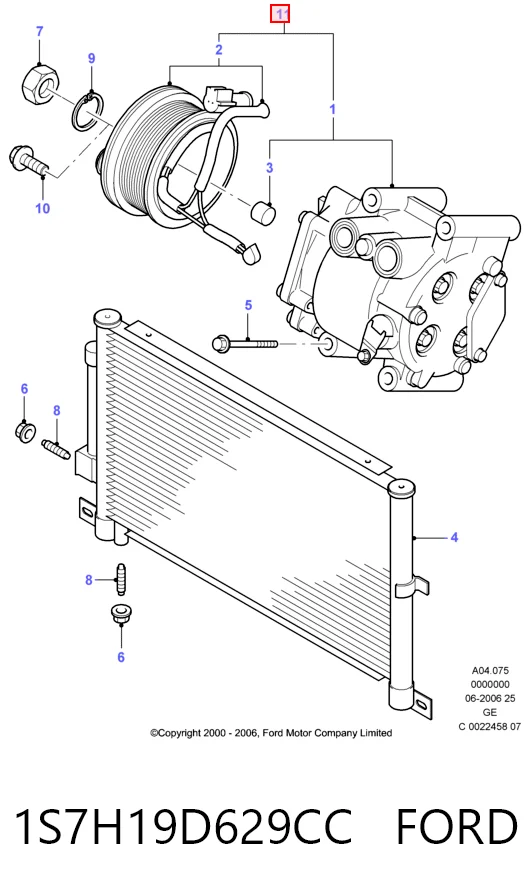 1S7H19D629CC Ford Compressor de aparelho de ar condicionado
