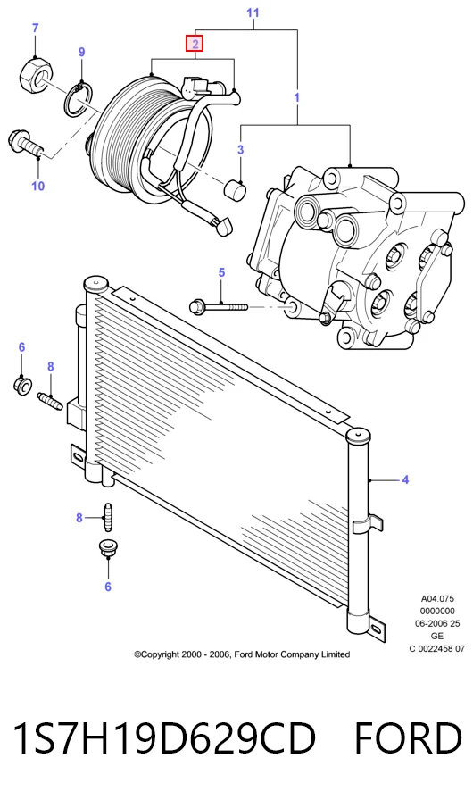1S7H19D629CD Ford Compressor de aparelho de ar condicionado