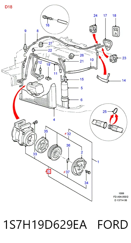1S7H19D629EA Ford Compressor de aparelho de ar condicionado