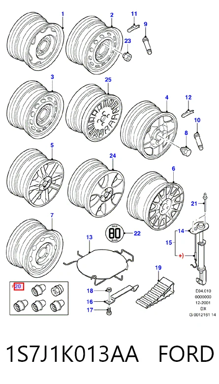 Parafuso de roda Ford Galaxy II CA1 WA6