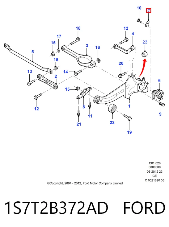 1S7T2B372AD Ford Sensor dianteiro de ABS
