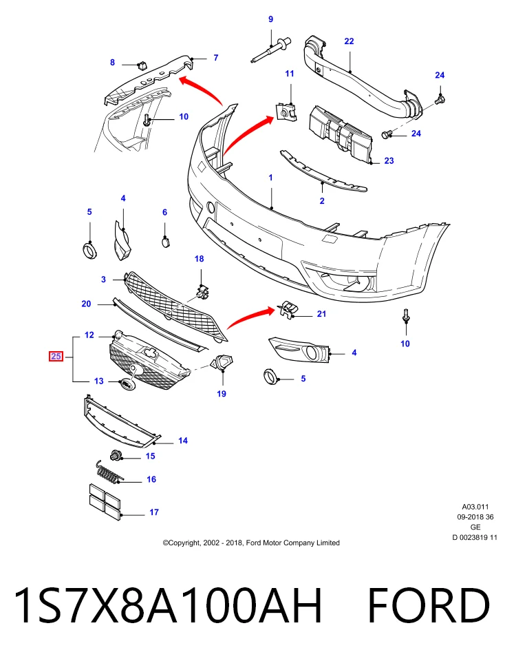 Grelha do radiador Ford Mondeo III B4Y