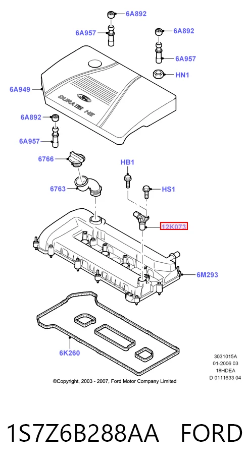 1S7Z6B288AA Ford Sensor de posição da árvore distribuidora