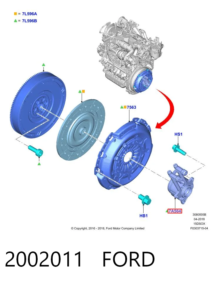 2002011 Ford Cilindro de trabalho de embraiagem montado com rolamento de desengate
