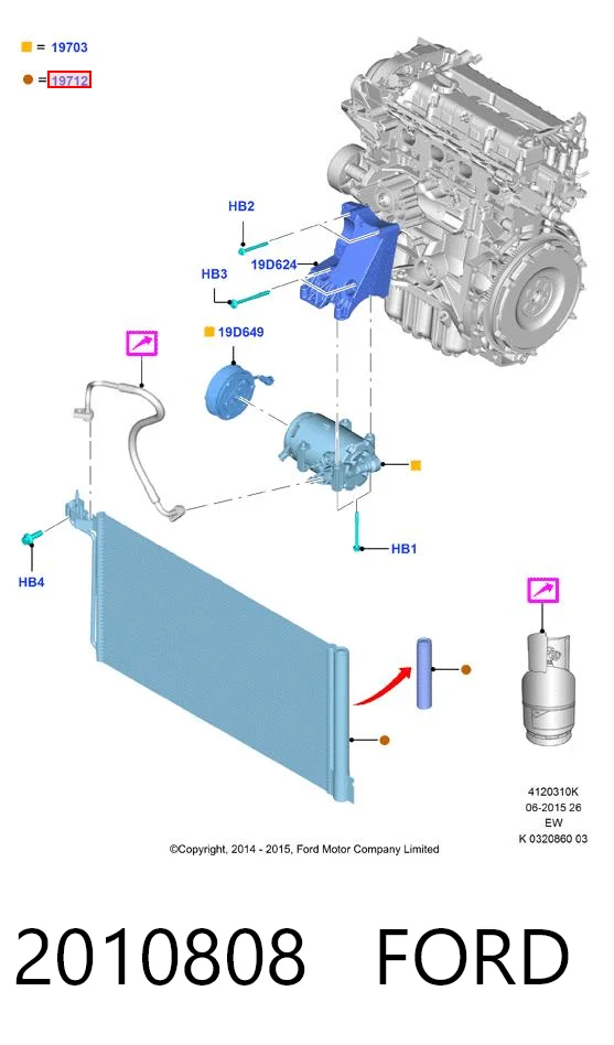 2010808 Ford Radiador de aparelho de ar condicionado