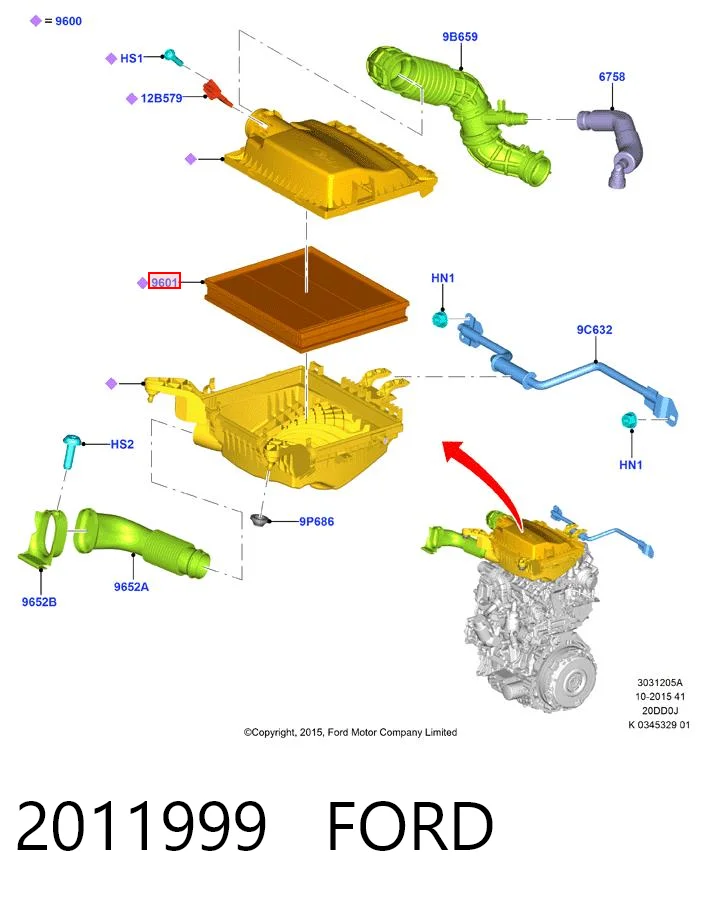 2011999 Ford Filtro de ar