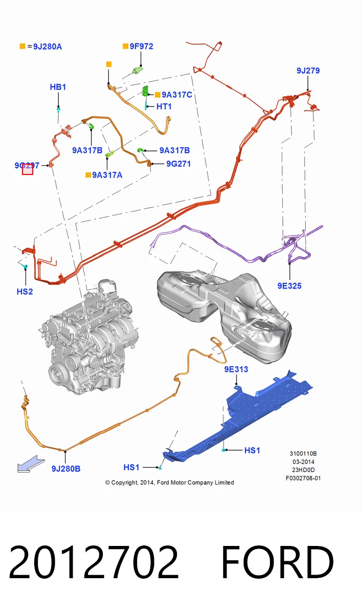 Válvula de adsorvedor dos vapores de combustível para Ford Mustang VI ZG