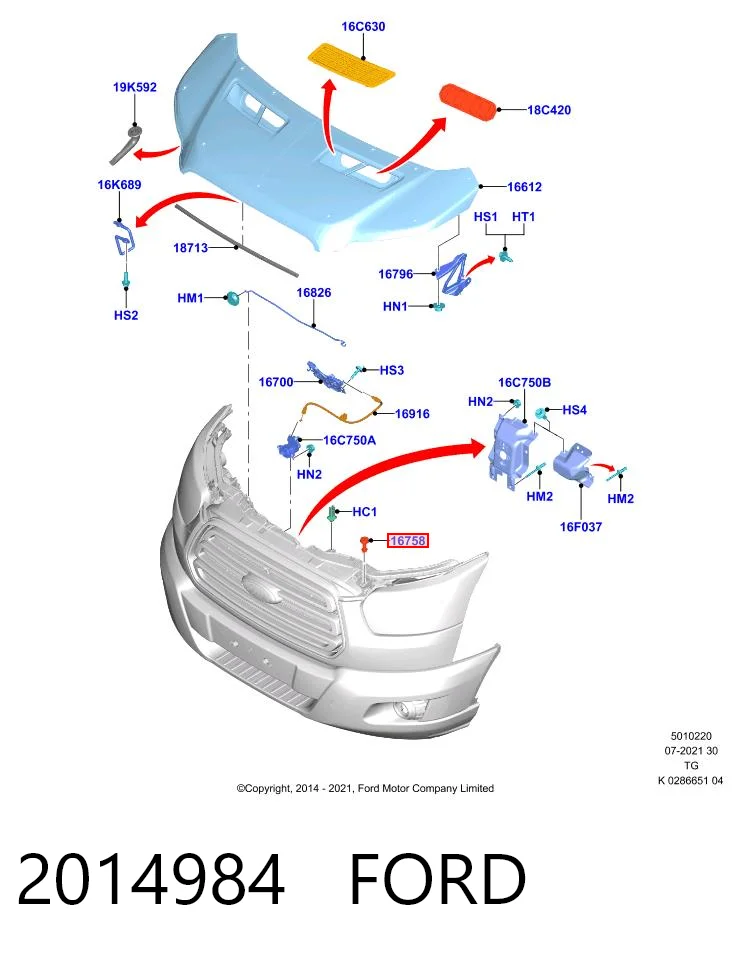2014984 Ford Pára-choque (grade de proteção) da capota