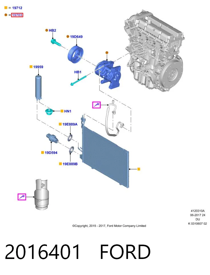 2016401 Ford Compressor de aparelho de ar condicionado