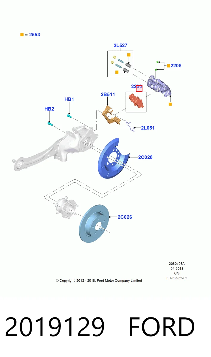 2019129 Ford Sapatas do freio traseiras de disco