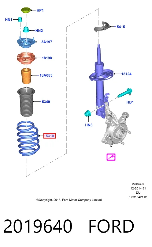 Mola dianteira para Ford Ka  UK, FK