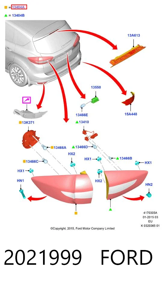 2021999 Ford Lanterna traseira direita externa