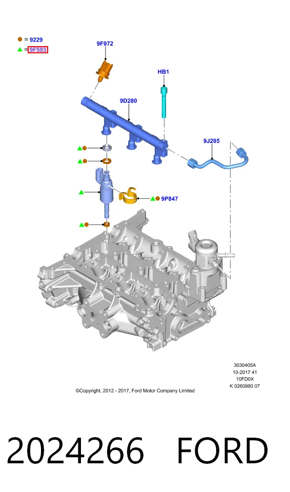  Injetor de injeção de combustível Ford Fiesta Mk7 hatchback (2017 - 2026) Mk7