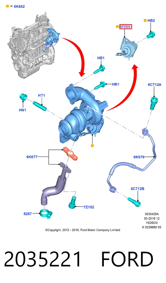Válvula (atuador) de controlo de turbina para Ford Focus CB8