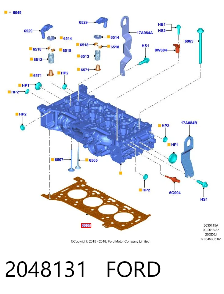 2048131 Ford Vedante de cabeça de motor (CBC)