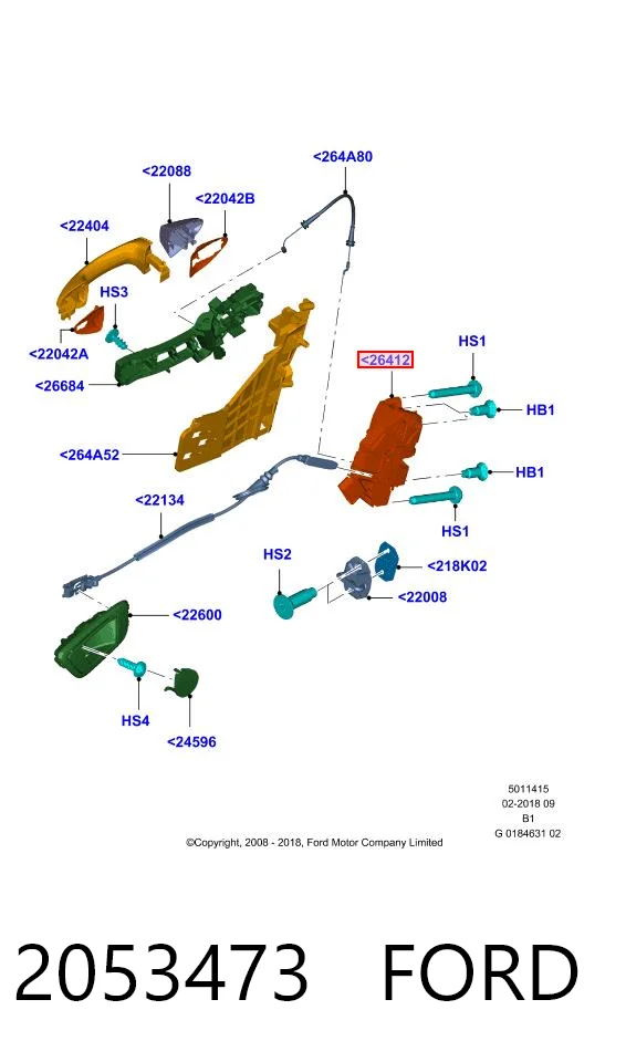 2053473 Ford Fecho da porta traseira direita