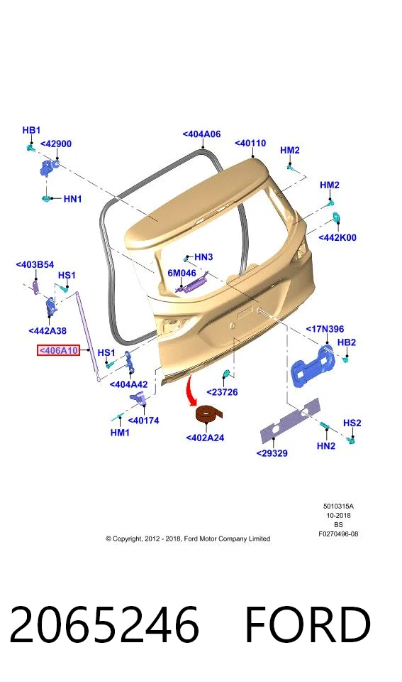 Amortecedor de tampa de porta-malas (de 3ª/5ª porta traseira) Ford Kuga II CBS