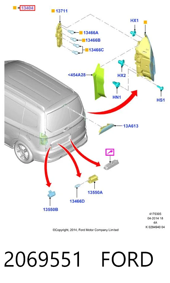 2069551 Ford Lanterna traseira direita