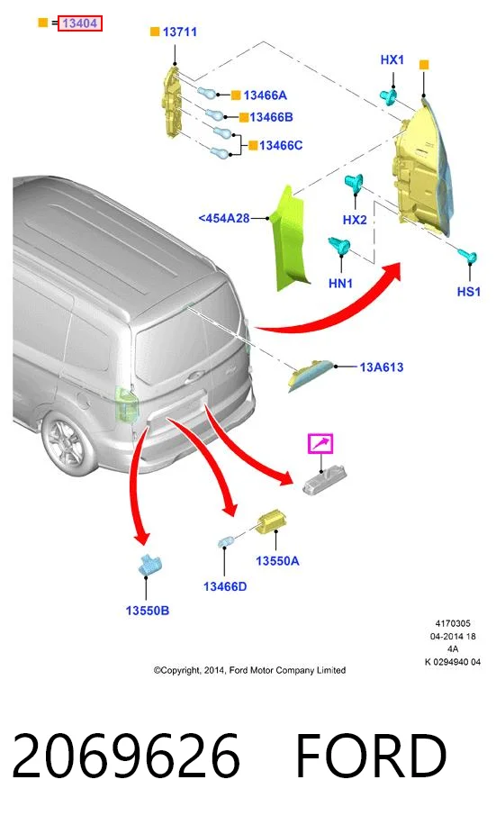 2069626 Ford Lanterna traseira esquerda