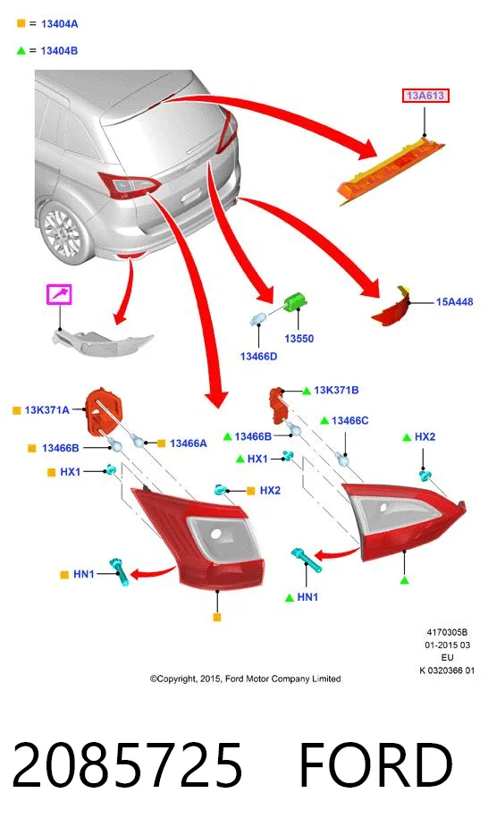 Compre Sinal de parada traseiro adicional Ford C-Max 