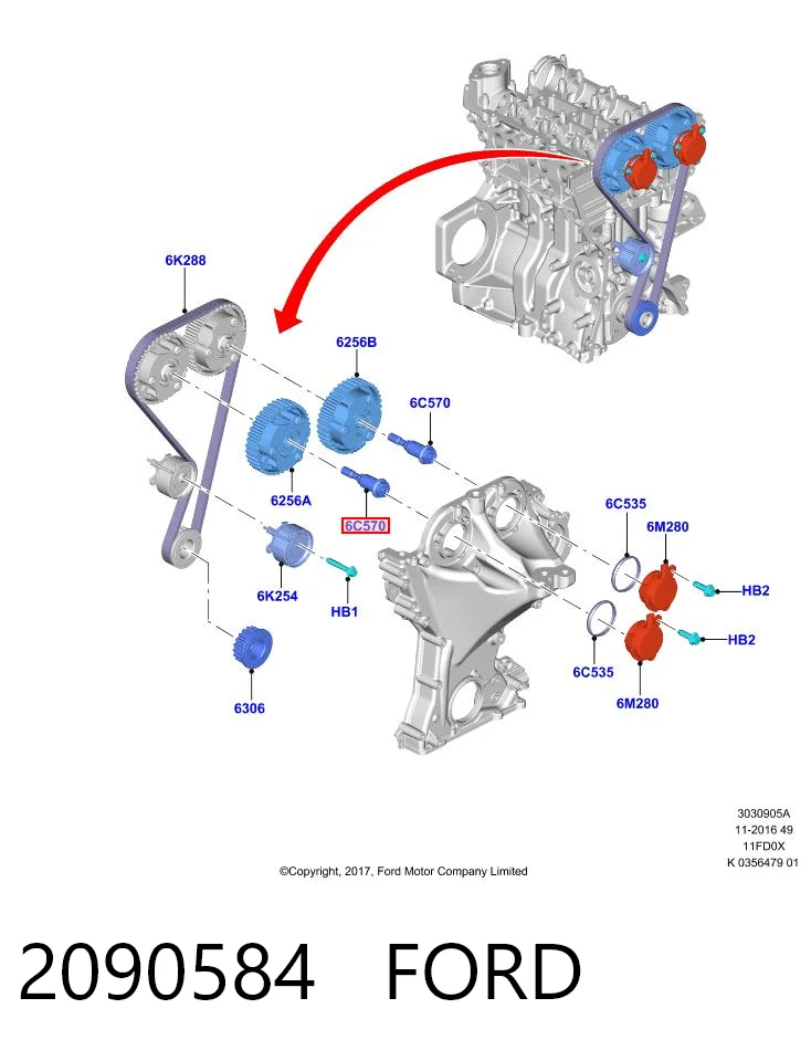 2090584 Ford Válvula eletromagnética de posição (de fases) da árvore distribuidora