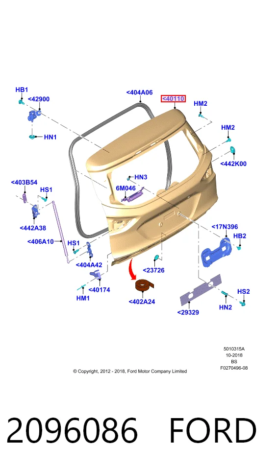 Compre Porta traseira (3ª/5ª porta-malas (tampa de alcapão) Ford Kuga 2