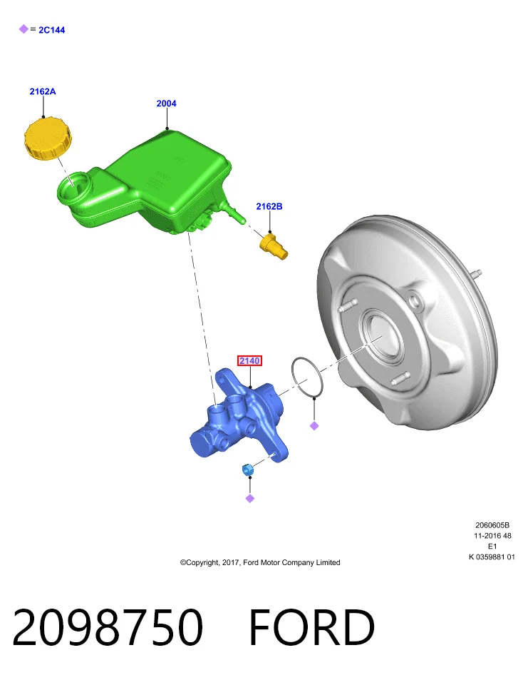  Cilindro mestre do freio Ford Puma SUV (J2K, CF7) (2019 - 2026) 