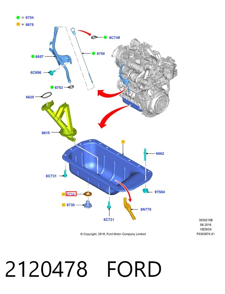 2120478 Ford Vedante de rolha de panela de motor