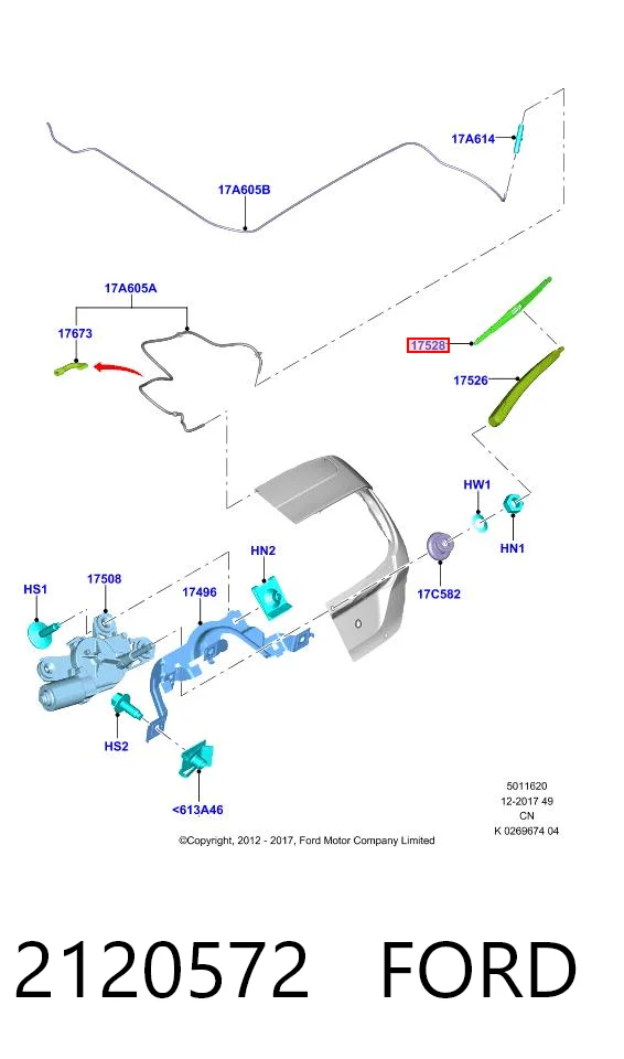 2120572 Ford Limpa-pára-brisas de vidro traseiro