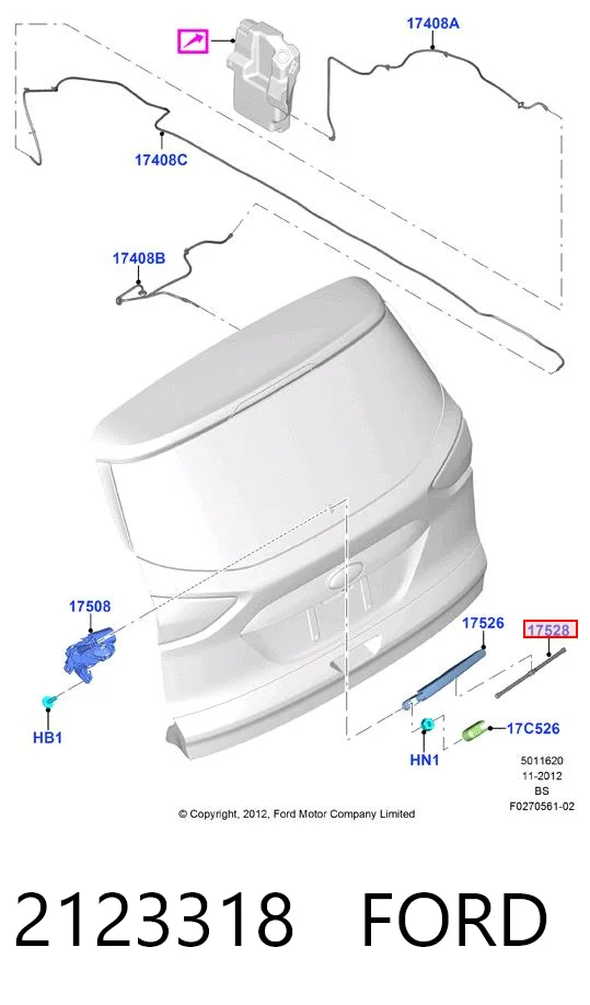 2123318 Ford Limpa-pára-brisas de vidro traseiro