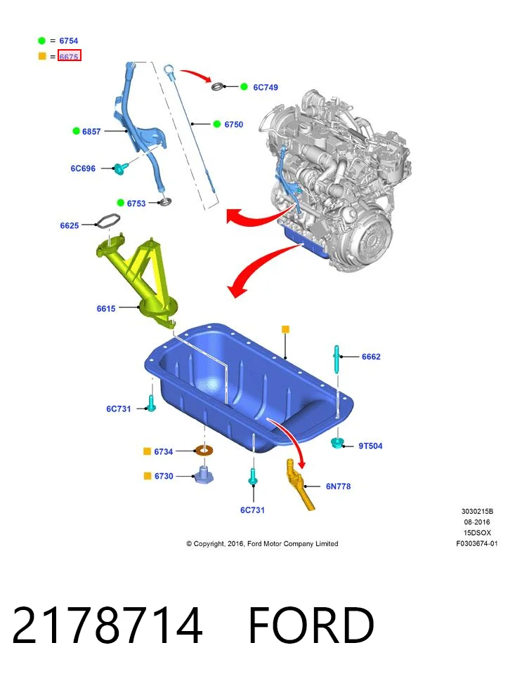 2178714 Ford Panela de óleo de cárter do motor