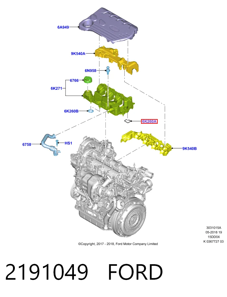 SU001A7822 Toyota Vedante da tampa de válvulas de motor, kit