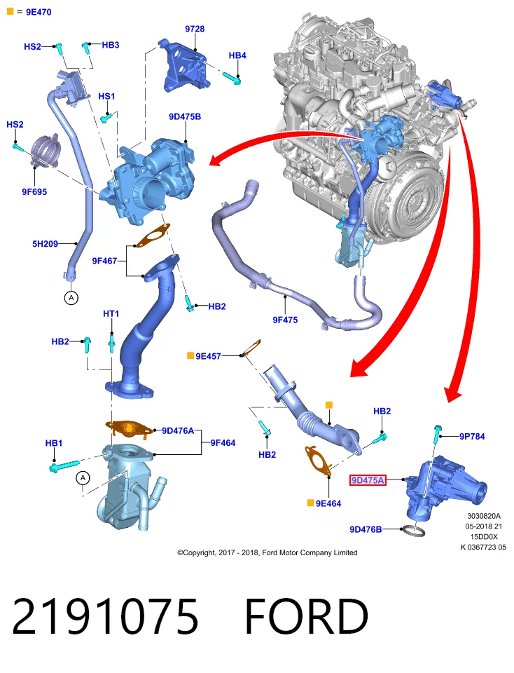 Válvula EGR de recirculação dos gases Ford Kuga preço, a partir de 143,02 USD
