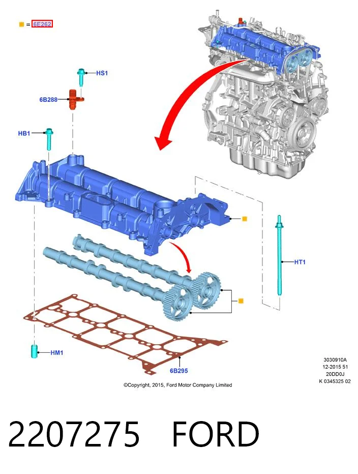 Cama da árvore distribuidora GK2Q6E262CB Ford
