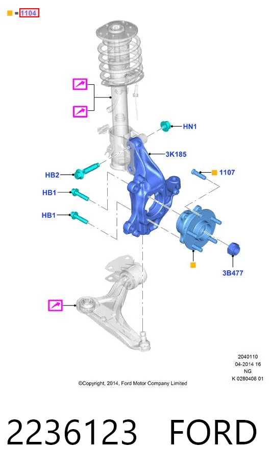 2236123 Ford Cubo dianteiro