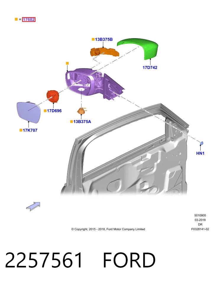 Espelho de retrovisão esquerdo para Ford S-Max CDR