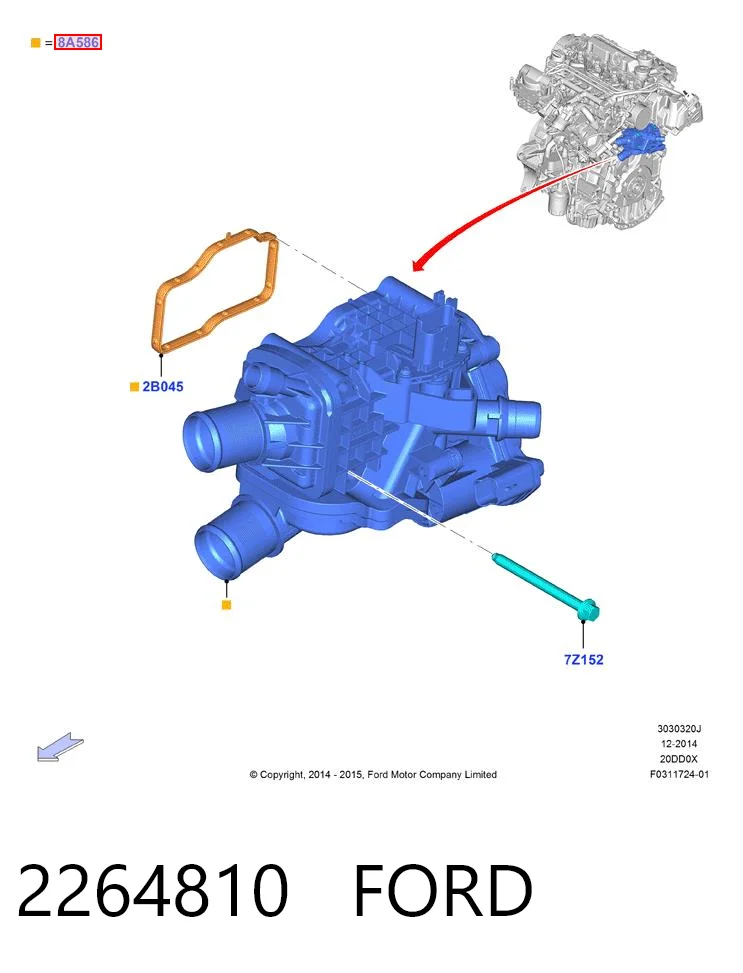 2264810 Ford Caixa do termostato