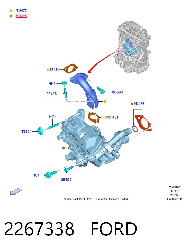 2267338 Ford Válvula EGR de recirculação dos gases